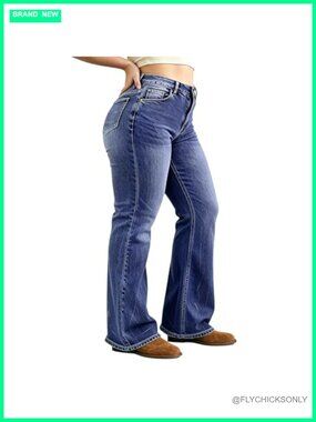 Plus Size Bootcut Jeans High Waisted Stretchy Flare Bell Bottom Wide Leg Denim